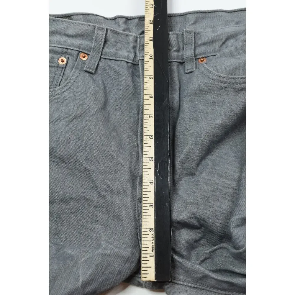 Levis 501 Jeans Mens 33x32 (33x29.5) Gray Original Straight Button-Fly Cotton